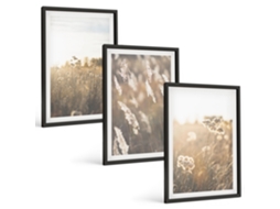 Pinturas Murais Modernas Paisagem Grama Flores Quente Moldura Preta Fotos Para O Escritório Espelharte (3 Piezas De 40x60 Cm)