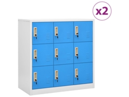 Vidaxl Cacifos 2 Pcs 90x45x92,5 Cm Aço Cinzento-claro E Azul