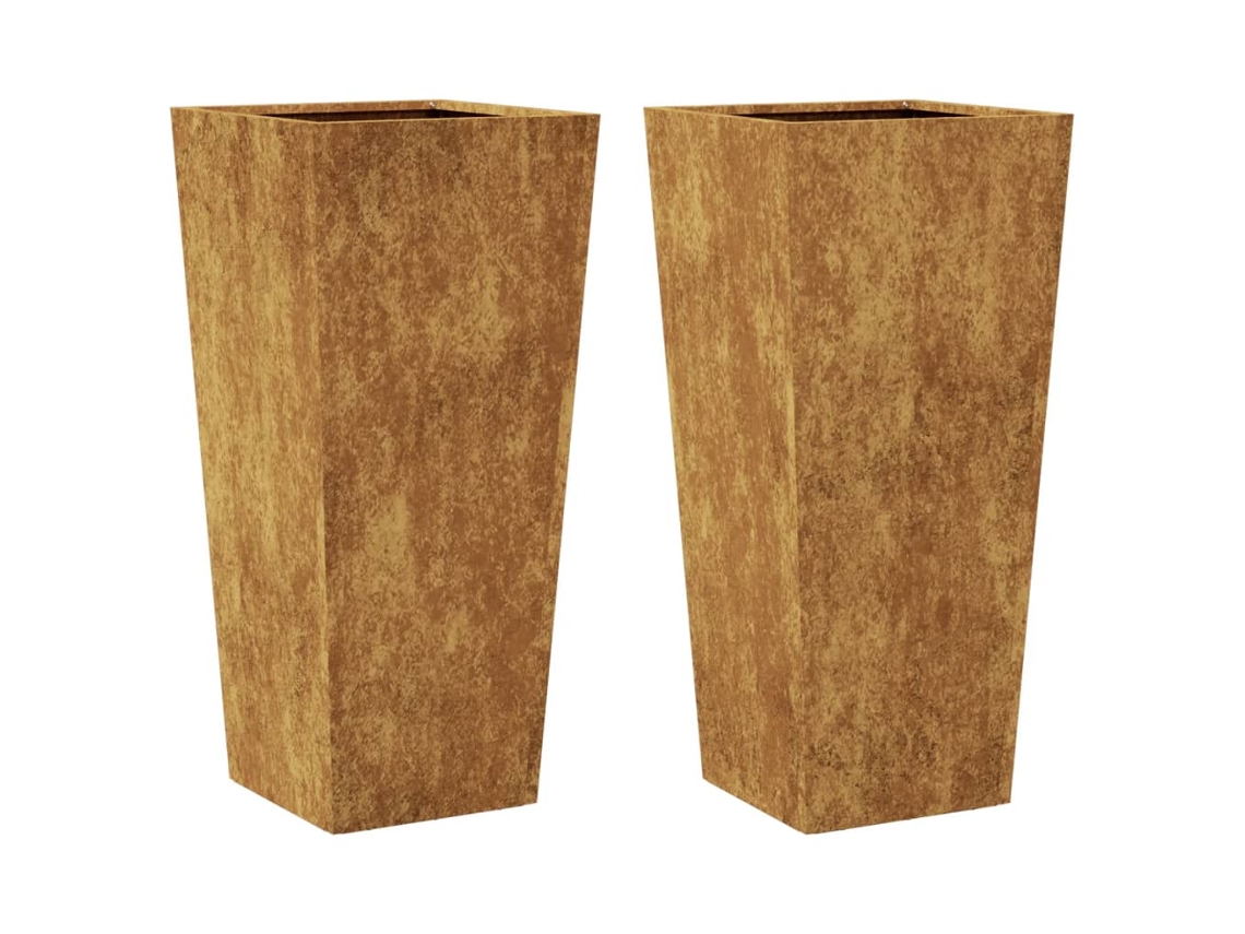 Conjunto 2 Vaso de jardim VIDAXL Aço (35x35x75cm)