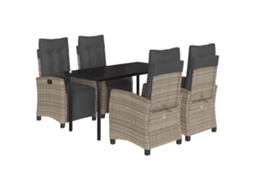 Maison Exclusive - 5 Pcs Conjunto De Jantar P/ Jardim C/ Almofadões Vime Pe Cinza