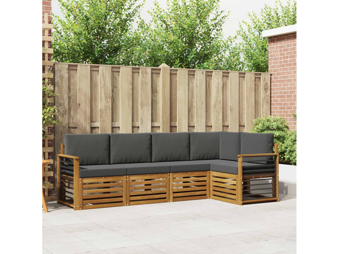 Vidaxl Conjunto De Sofá Sectional 5 Pcs Natural E Antracite