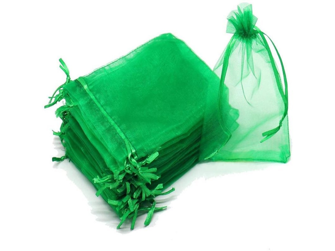 2026 100 Bolsas de Proteção para Frutas e Verduras Anti vespa e Anti pássaro com Malha Reutilizável Verde 7x9cm