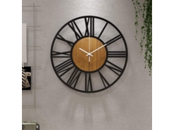 Large Wall Clock No Ticking, Battery Powered Rustic Round Modern Large Wood Wall Clock For Living Room 16 Inch Beijiyi (34.2cm, Black)