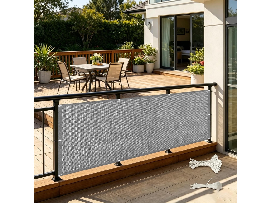 Tela De Privacidade, Guojun, 120 X 320 Cm, Hdpe, Resistente Ao Vento, Aos Raios Uv, Cinza