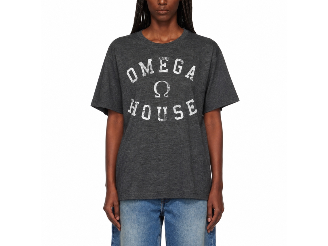 Rockinstone Animal House Movie Omega House Heather Black Adult T-shirt Size:l
