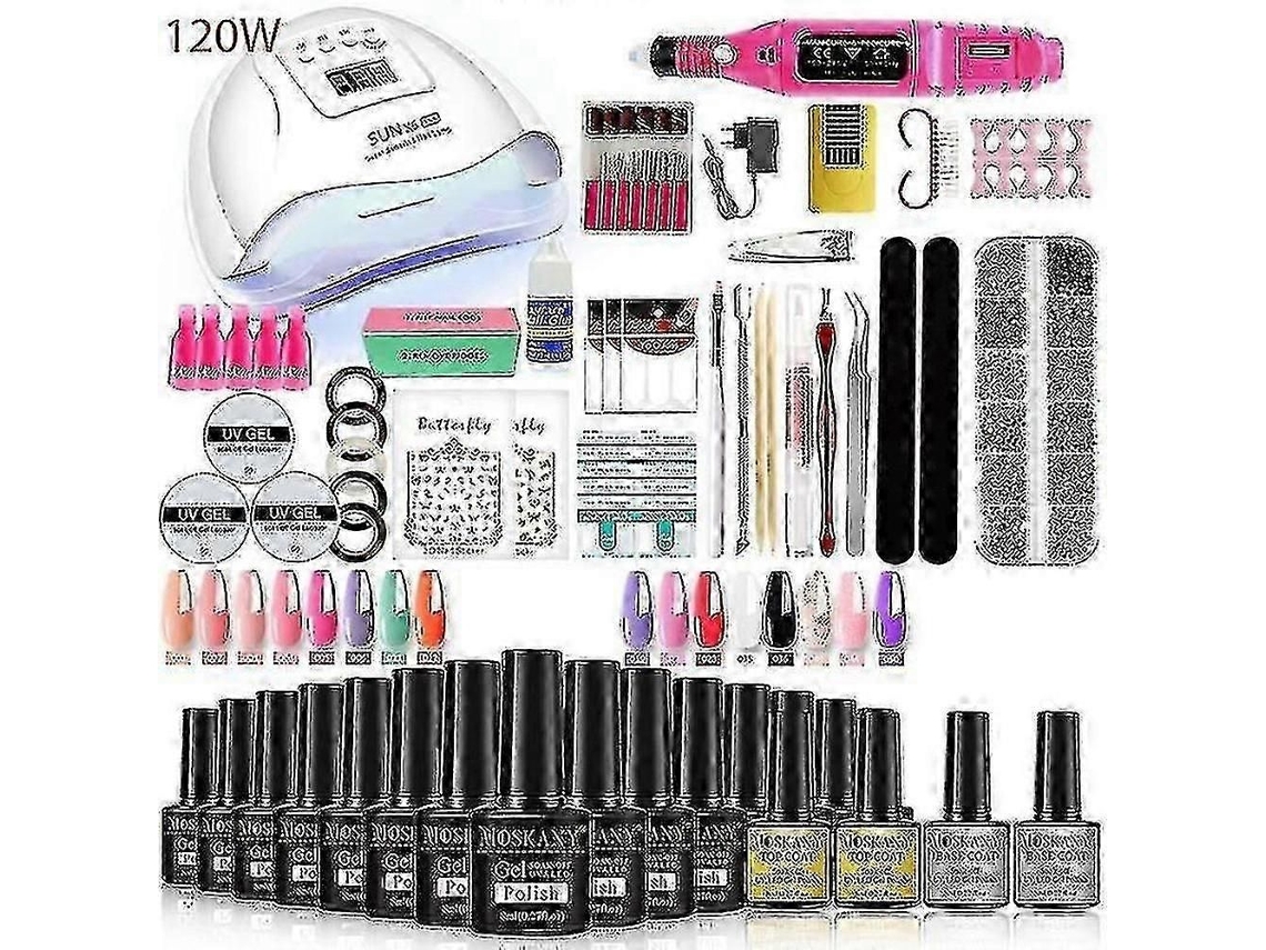 Gel Para Unhas Com Lâmpada Uv De 120w E Broca Para Unhas Para Manicure Com Esmalte Em Gel.