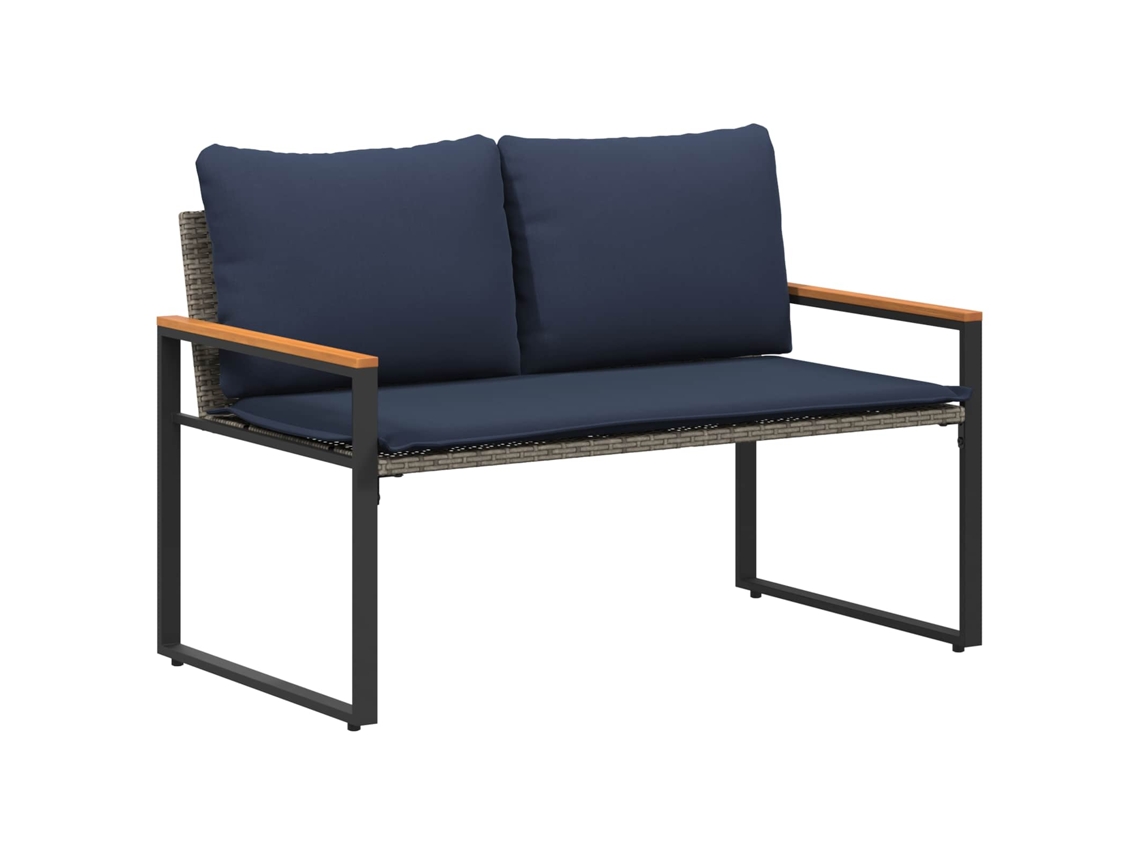 Conjunto 1 Banco De Exterior Vidaxl Cinzento Vime (115 X 65 X 72 Cm)