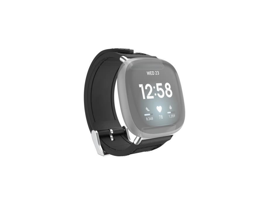 Pulseira Fitbit Versa 3/sense, Bracelete De Relógio Em Couro E Silicone, Preto Hama