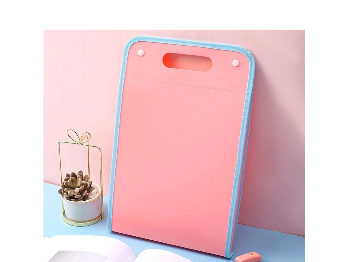 Carpeta Expandível Com 13 Camadas Para Papéis A4, Mochila De Arquivos Portátil Rosa 40x26.3x3cm
