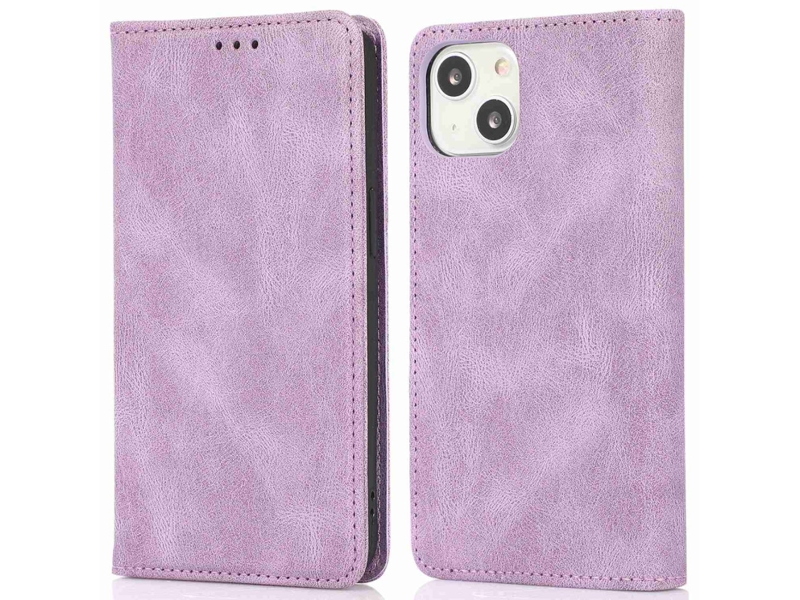 Capa Para Iphone 15 Pele Sintética Magnética Roxo
