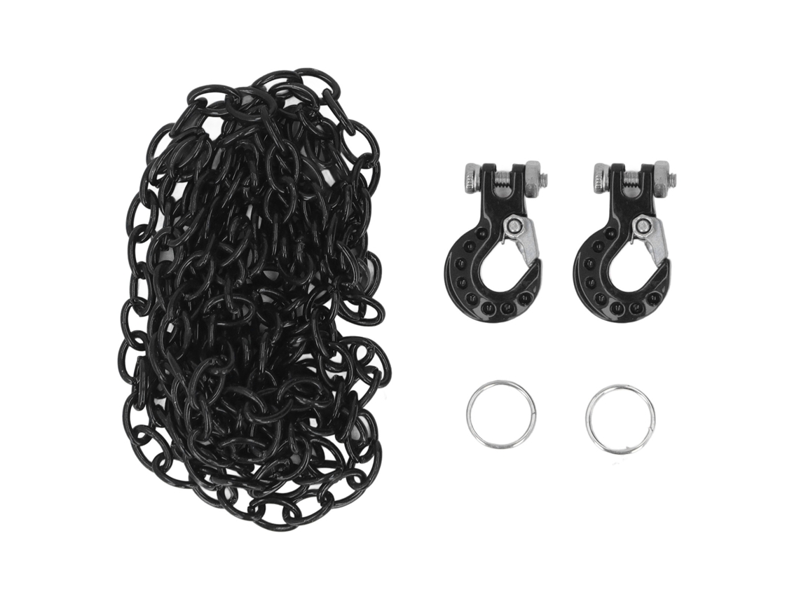Conjunto Gancho de Reboque e Cadeia para Carro RC Decoração Acessório Compatível com Scx10 D90 1/10 Crawler Preto S/MARCA