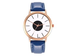 Relógio masculino de quartzo com pulseira de couro, estilo clássico e elegante, azul royal.