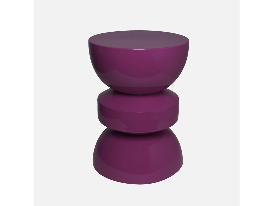 Mesa Lateral, Extremidade De Sofá, Criado Mudo De Metal Efeito Vidro Ø32 X H44,5cm, Roxo Sweeek
