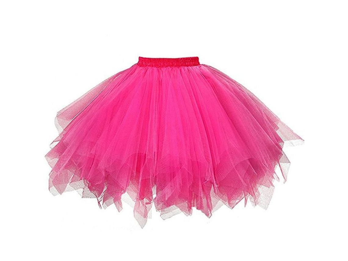 Saia Curta de Tule Plissada Feminina para Dança Carnaval Adulta Tutu Estilo Casual Fashion Gratis Rosa Intenso