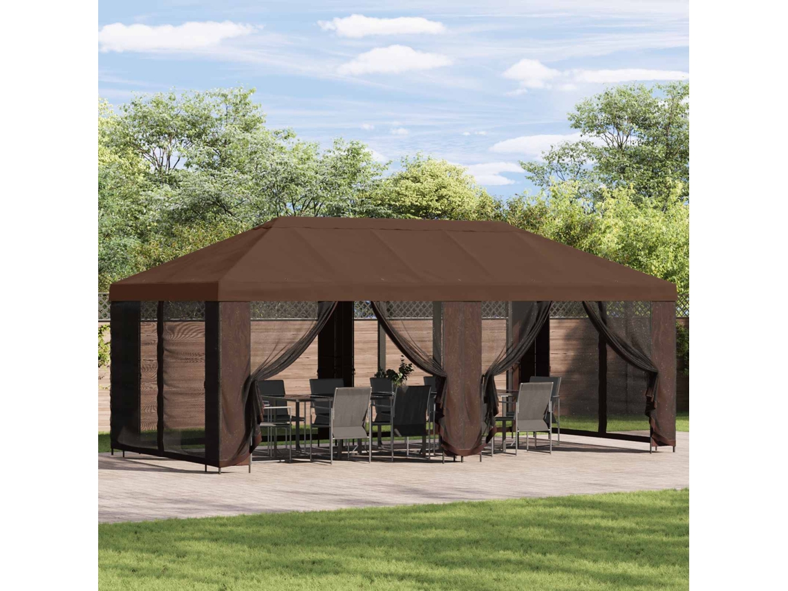 Vidaxl Gazebo De Jardim 6 X 3 M Castanho Poliéster E Aço 190 Gsm