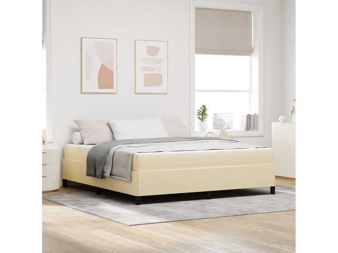 Vidaxl Cama Box Creme 180 X 200 Cm Tecido