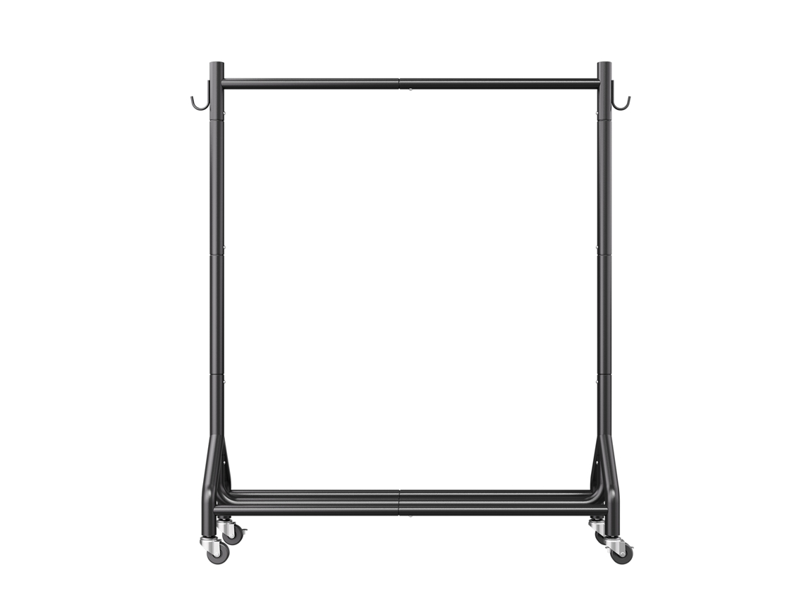 Cabideiro Burro para Roupas de 108 X 167,3 Cm, com Barra Pendurar e Ganchos Laterais, Rodas, Carga 90 Kg, Aço Carbono, Quarto, Lavanderia, Sala Estar