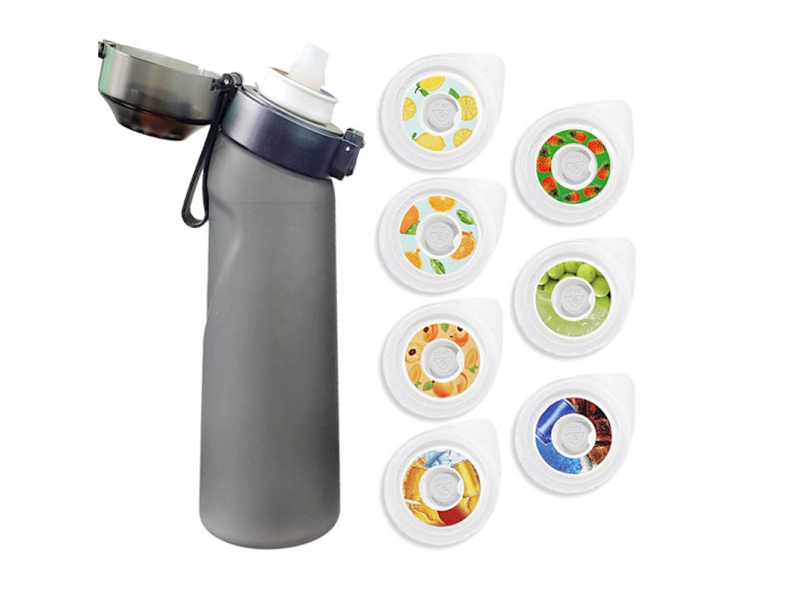 Garrafa de água com 7 sabores, 650 ml, livre de BPA, preta. Brilvibera