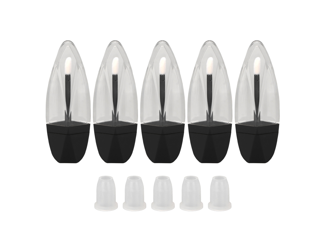 5pcs Tubos De Gloss Labial Mini Transparentes Recarregáveis 7ml Para Diy Com Design De Folha E Tampa Anti-vazamento