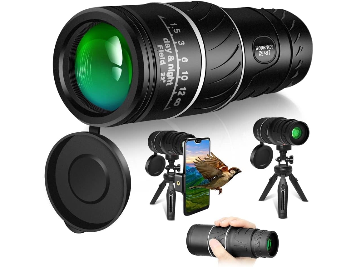 Mini Telescópio Preto Potente com Zoom Ajustável, Monocular Óptico, Binóculo para Caminhadas, Camping e Viagens BRILVIBERA