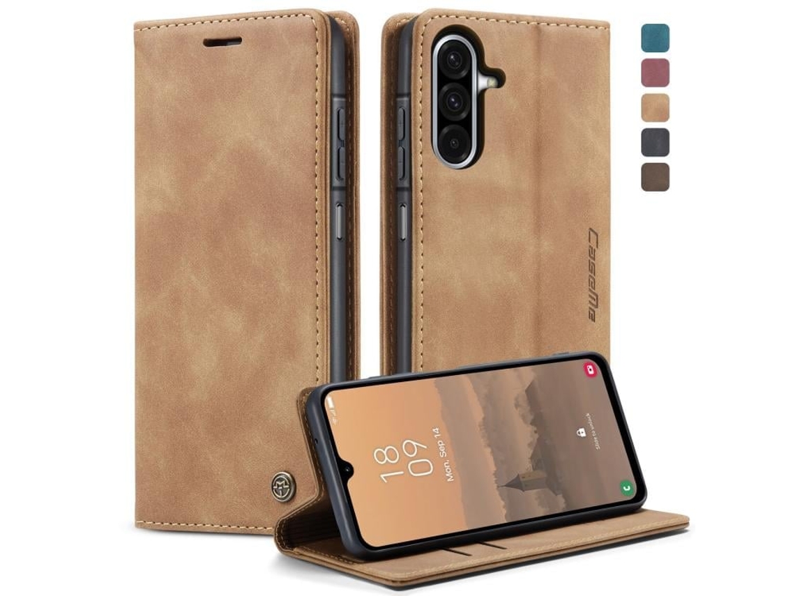 Capa Para Samsung Galaxy A17 4g De Couro Multifuncional Horizontal Flip Marrom
