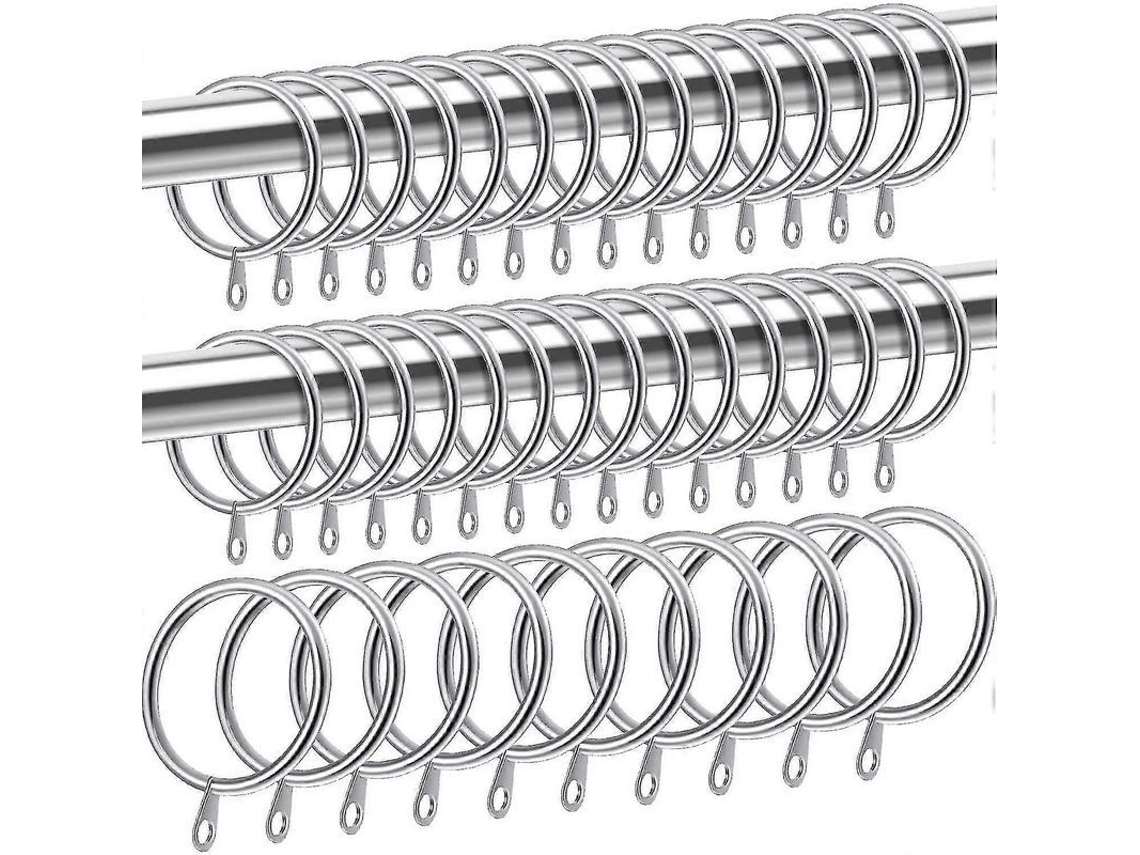 2026 40 Anéis de Cortina de Metal, Diâmetro Interno de 32 Mm, Deslizadores para Cortinas e Varetas, Duráveis e Antiferrugem, Prata
