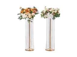 Suportes para Flores de Casamento 2 Peças Prateleira Alta 90 Cm Suporte Exibição Floral Metal e Cristal Eventos Recepção, Decoração Casa, Hotel