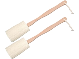 Conjunto Sewacc Com 2 Escovas Esfoliantes Para As Costas Em Bucha Vegetal Natural Cabo Longo De Madeira, Escova De Banho