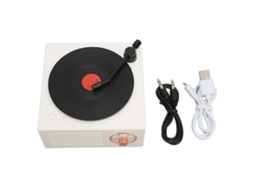 Aetheria alto falante Bluetooth Estilo Toca discos Vinil Clássico X10 com 3 Modos de Entrada Branco