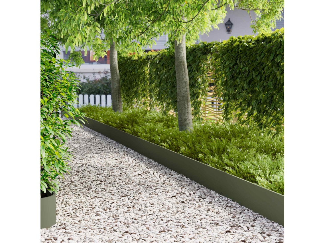 Vidaxl Acabamento Para Gramado 10 Unid. 103 X 25 Cm Aço Verde-azeitona