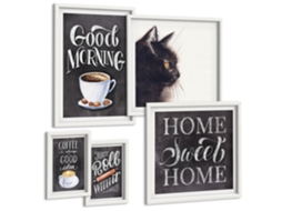 Conjunto De Pinturas Café Gato Frases Positivas Espelharte (5 Peças)