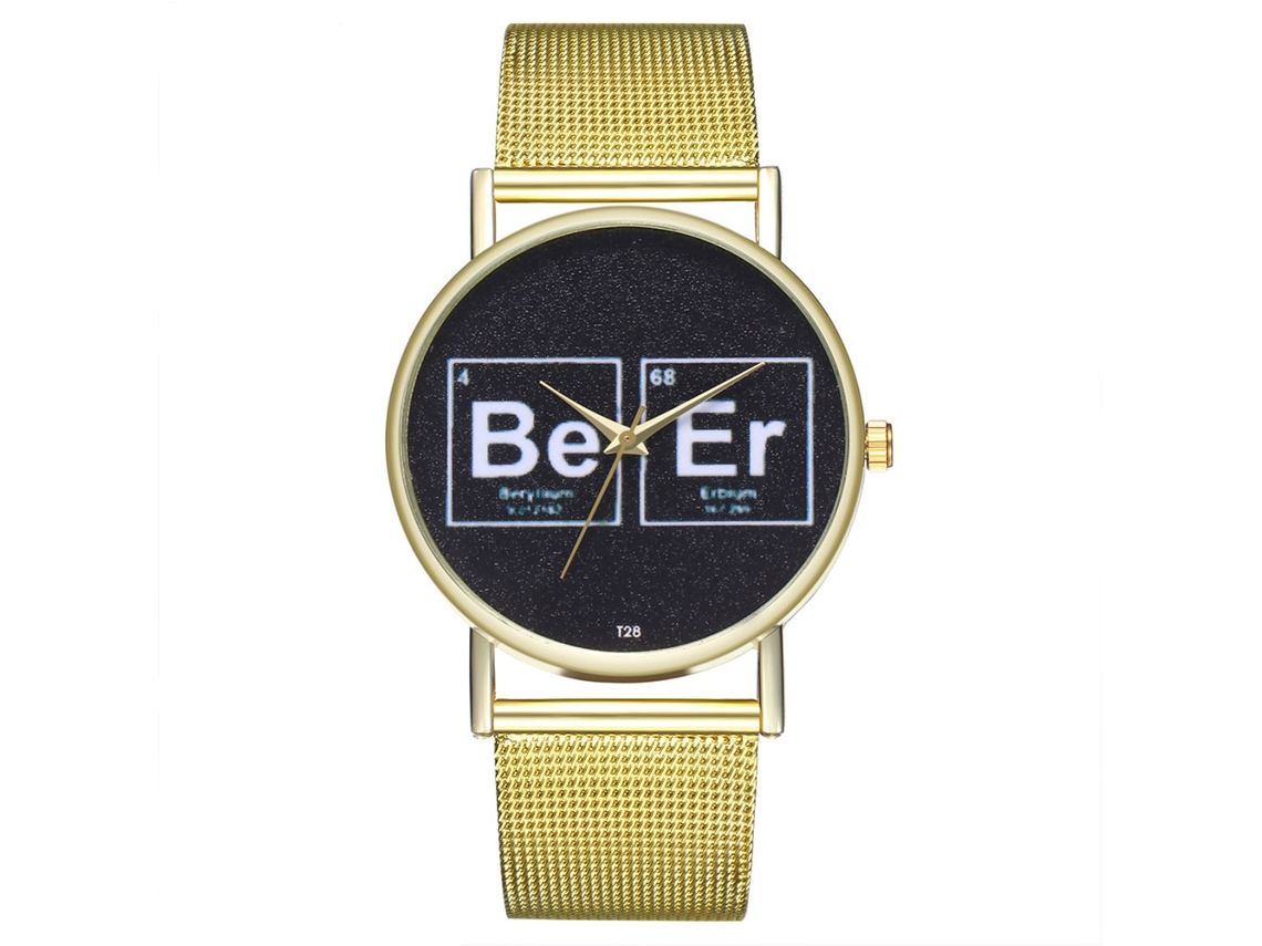 Relógio de quartzo com pulseira estampada, padrão de elementos químicos, casual para casais.