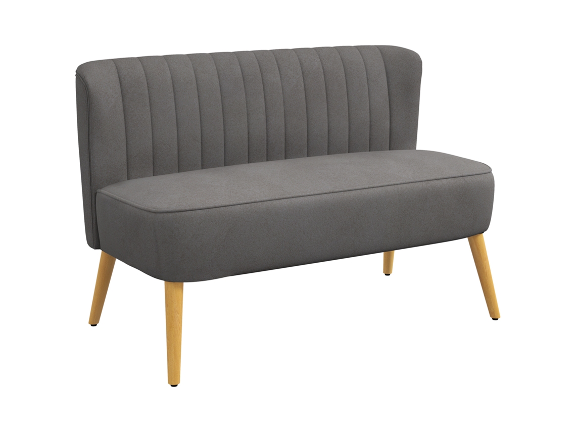 Sofá Retro Sofá 2 Lugares, Pernas De Madeira, 117 Cm X 56,5 Cm X 77 Cm, Cinza Escuro-qc