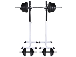 Vidaxl Suporte Barra Musculação C/ Conjunto Pesos E Barras 60,5 Kg