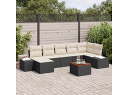 Vidaxl Conjunto De Sofá De Jardim 8 Unid. Preto Vime Pe