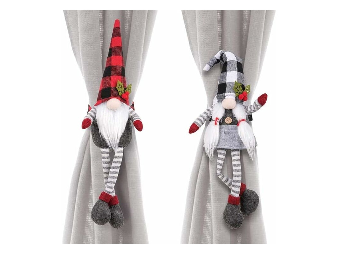 Conjunto De 2 Prendedores Cortina Natalinos Com Papai Noel E Boneco Neve Para Sala Estar, Quarto, Decoração Casa Enfeites Natal. Aquaforge