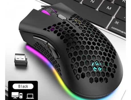 Viper Bm600 Leve Buraco Oco Carregando Jogo De Mouse Sem Fio Brilhante Rgb Computador Preto