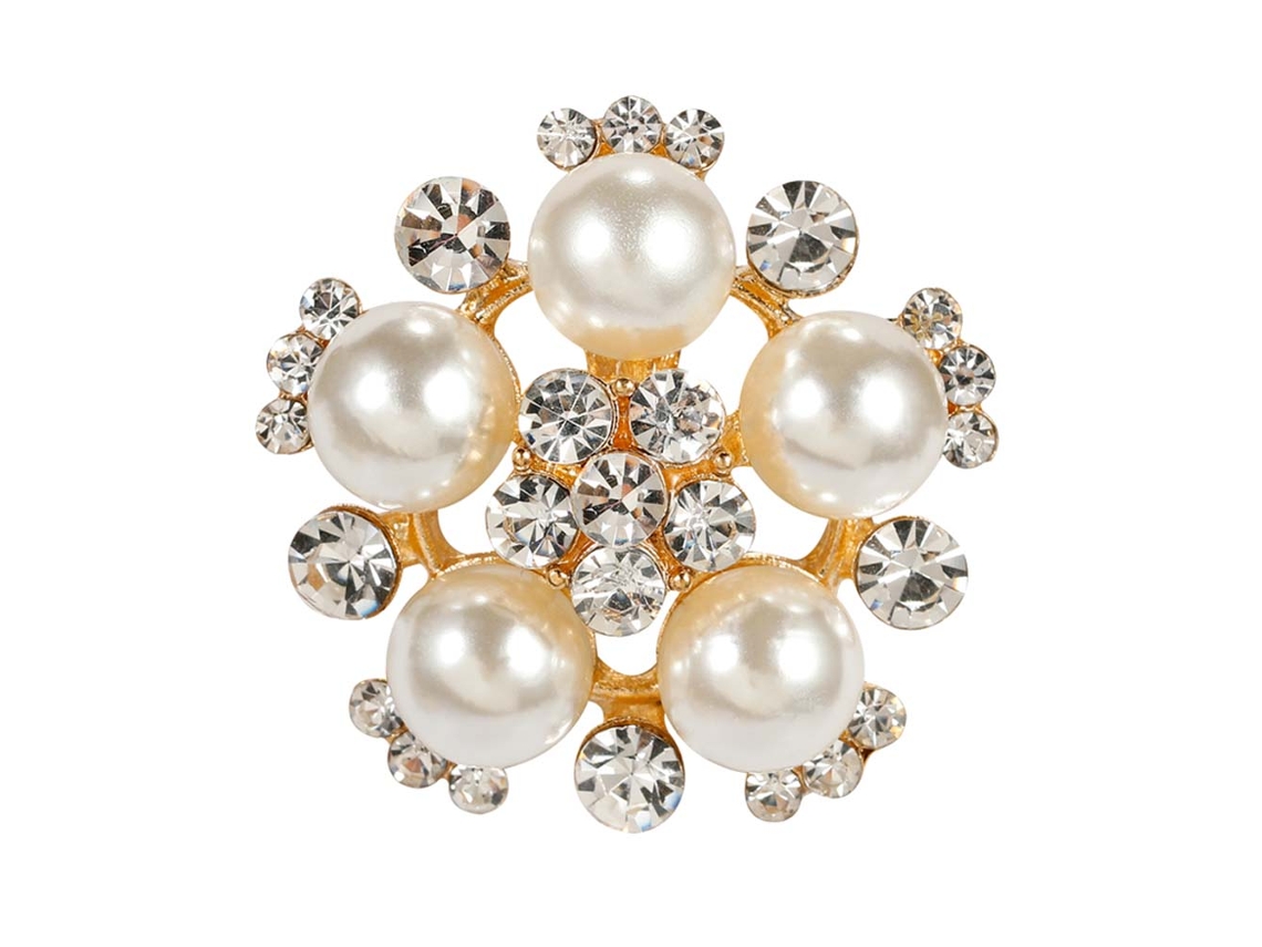 Broche Feminino Moda Com Pérola E Strass Decoração