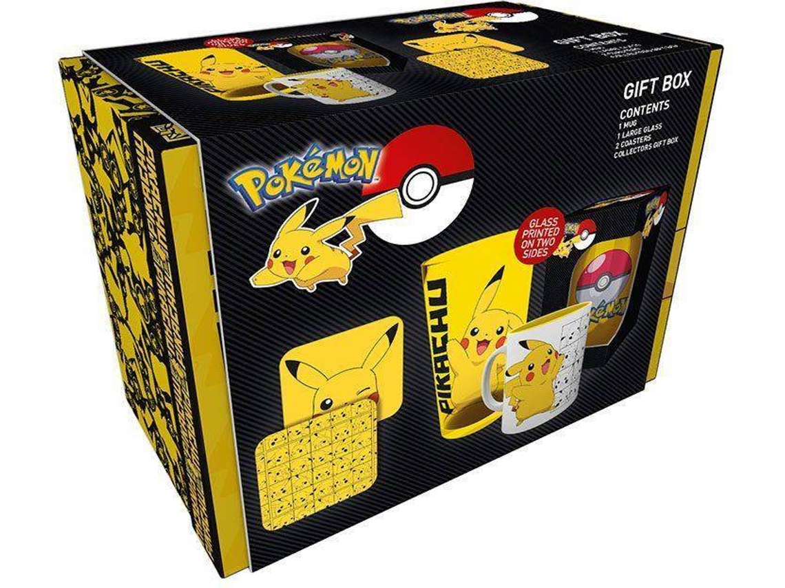Conjunto Pokémon Pikachu GB EYE Caneca 285 ml + Copo XL 500 ml + 2 suporte + Caixa