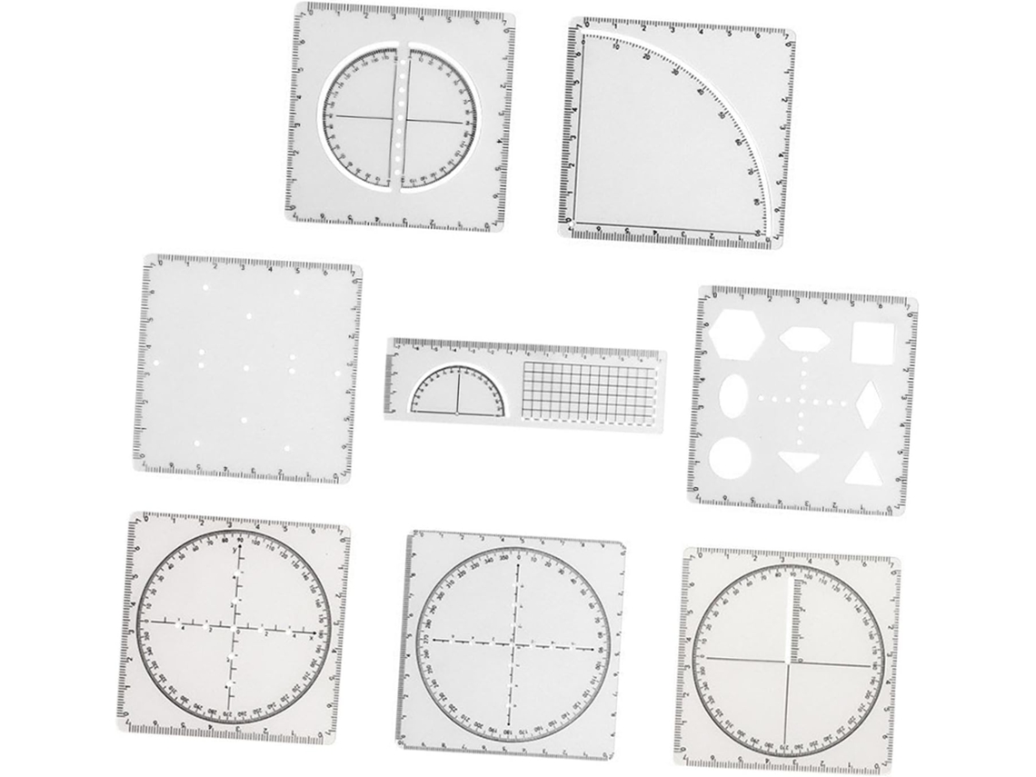 Régua Geométrica Multifuncional Fenteer Com 8 Modelos Para Desenho, De