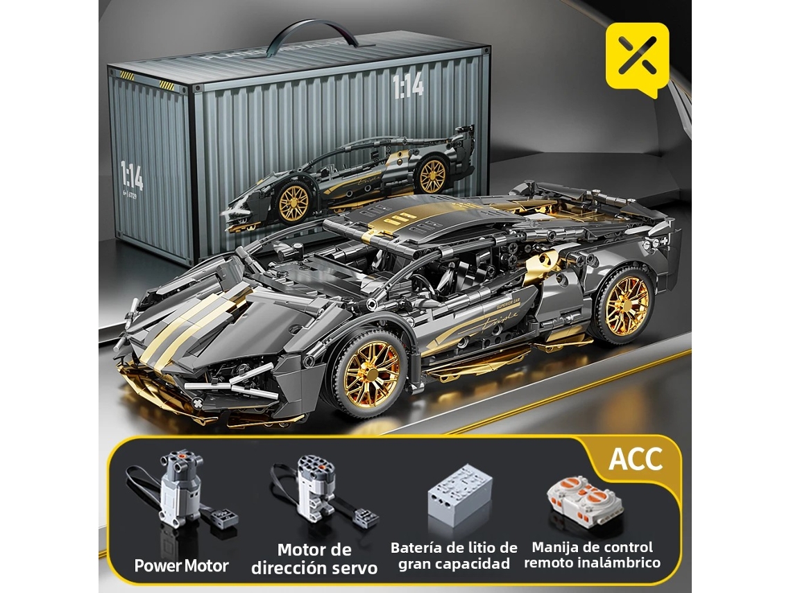 Conjunto de Blocos de Montar para Carro Esportivo com 1280 Peças, Escala 1:14, Moc (combinação Modular de Objetos). MDUG (alimentado por Bateria)