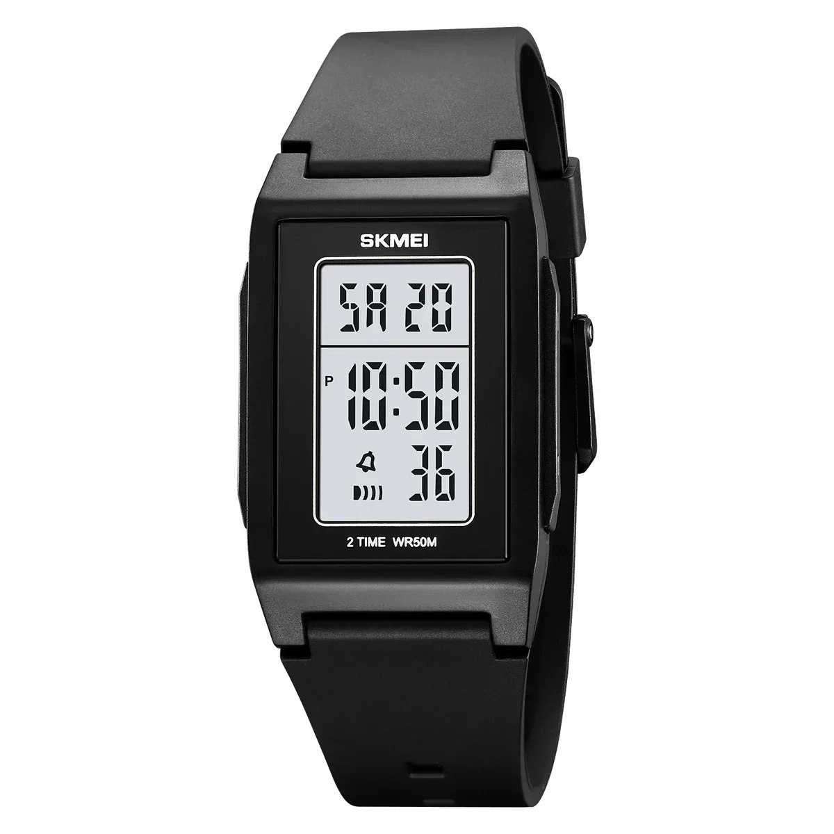 Relógio MDUG digital luminoso masculino, pulseira de aço inox, quadrada