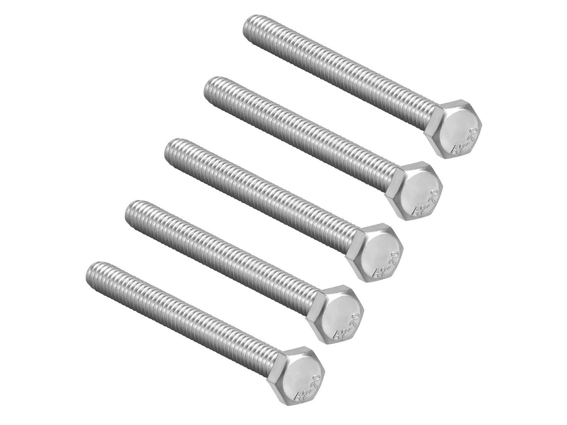 Parafuso Sextavado Métrico M8x110mm Em Aço Inox 304, Cor Prata,