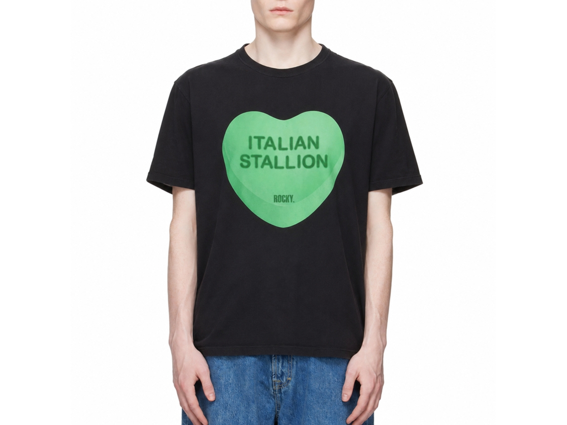 Rockinstone Rocky Movie Italian Stallion Heart Black Adult T-shirt Size:xxxl