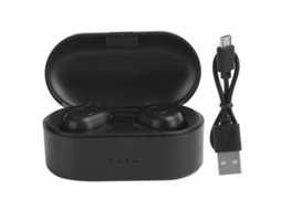 Auriculares Estéreo Binaurales Inalámbricos Bluetooth 5.0 con estuche de carga y control en negro