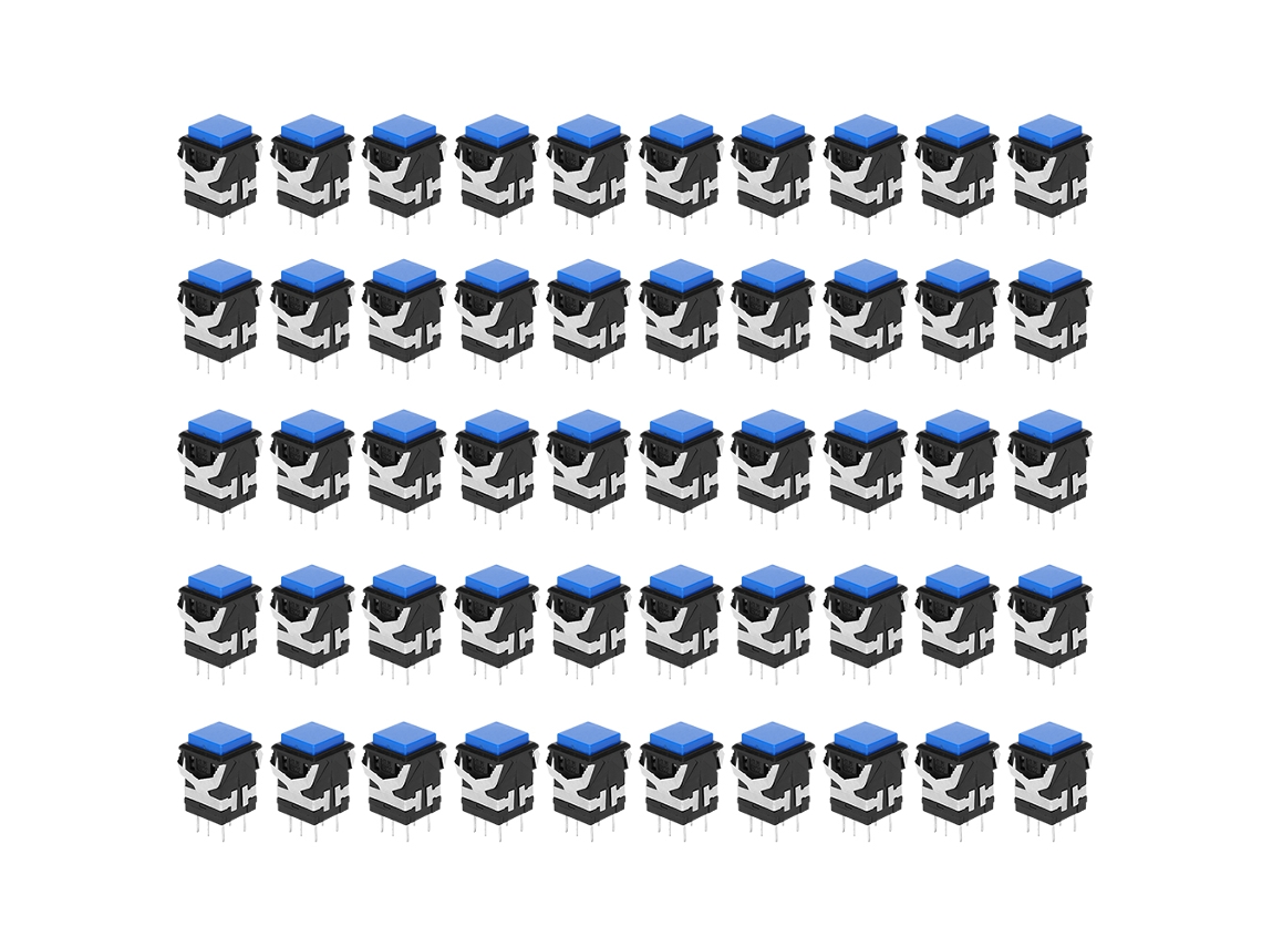 Interruptor De Botão Com Trava Automática 6 Pinos 50pcs Estável 24v Azul