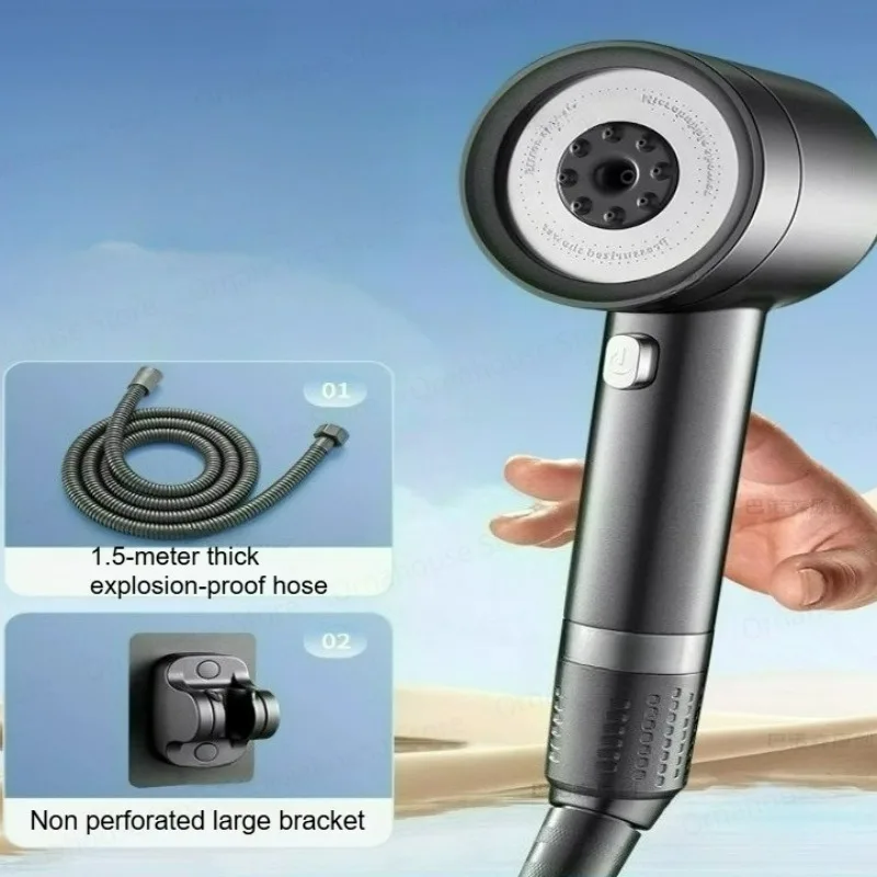 (conjunto Cinza Chumbo) Chuveiro Com 4 Modos De Pressão, Filtro, Economizador De Água, Durável E Anti-entupimento.