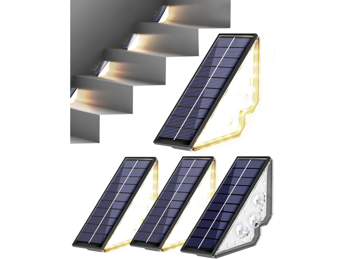 Luz Solar para Escadas Externas Conjunto com 4 Luzes Led À Prova D'água para Pátio AQUAFORGE