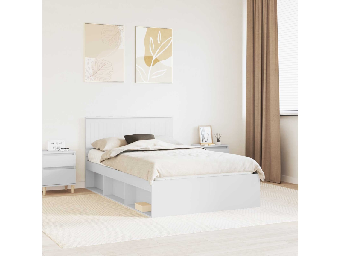 Vidaxl Estrutura Da Cama Com Cabeceira Branco 120 X 190 Cm