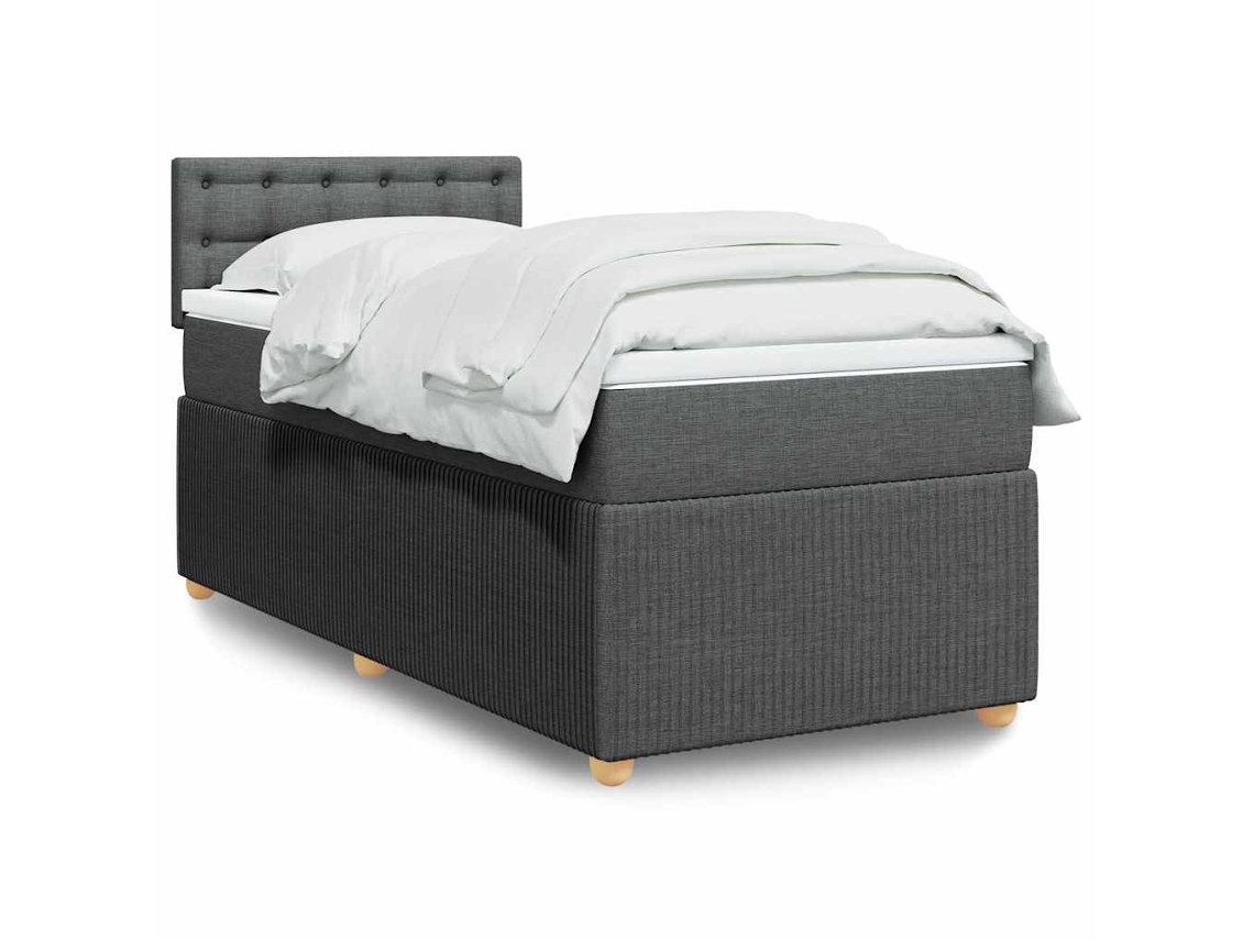 Cama Com Molas/colchão 90x200 Cm Tecido Cinzento-escuro